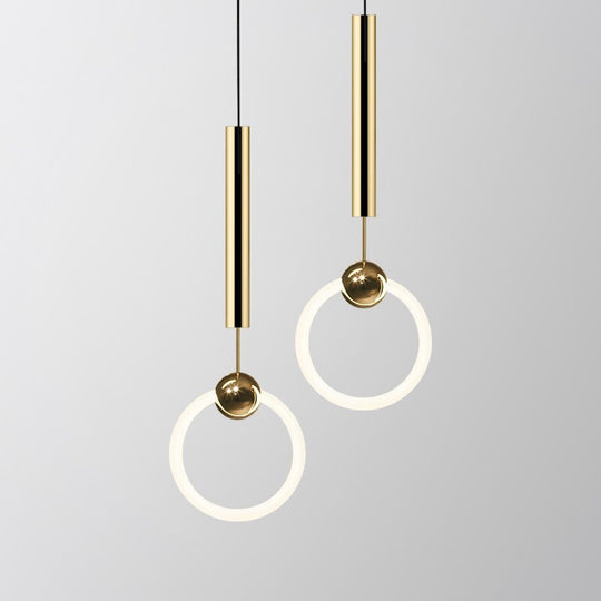 Post - Modern Creative Lustre Gold Circle Ring Pendant Lights Restaurant Art Decor Sofa Living Room