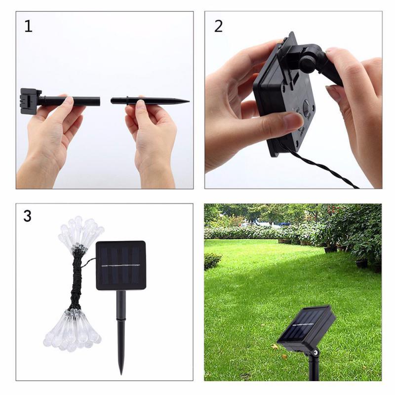 4.85M/20 Led Solar/Battery String Lights Hanging Crystal Lamps Outdoor Indoor Waterproof Xmas Home