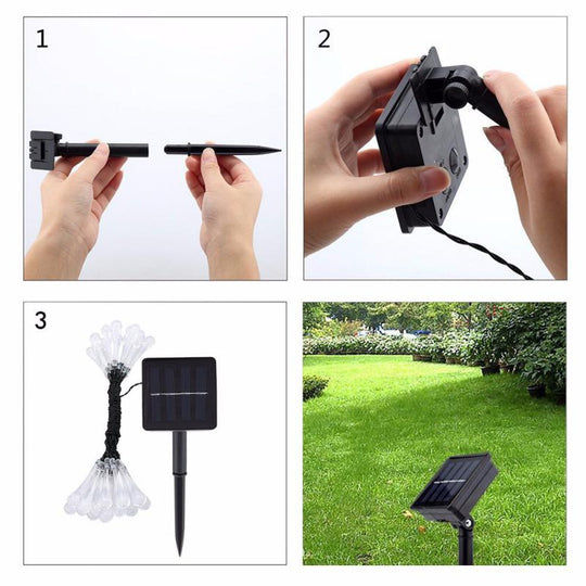 4.85M/20 Led Solar/Battery String Lights Hanging Crystal Lamps Outdoor Indoor Waterproof Xmas Home
