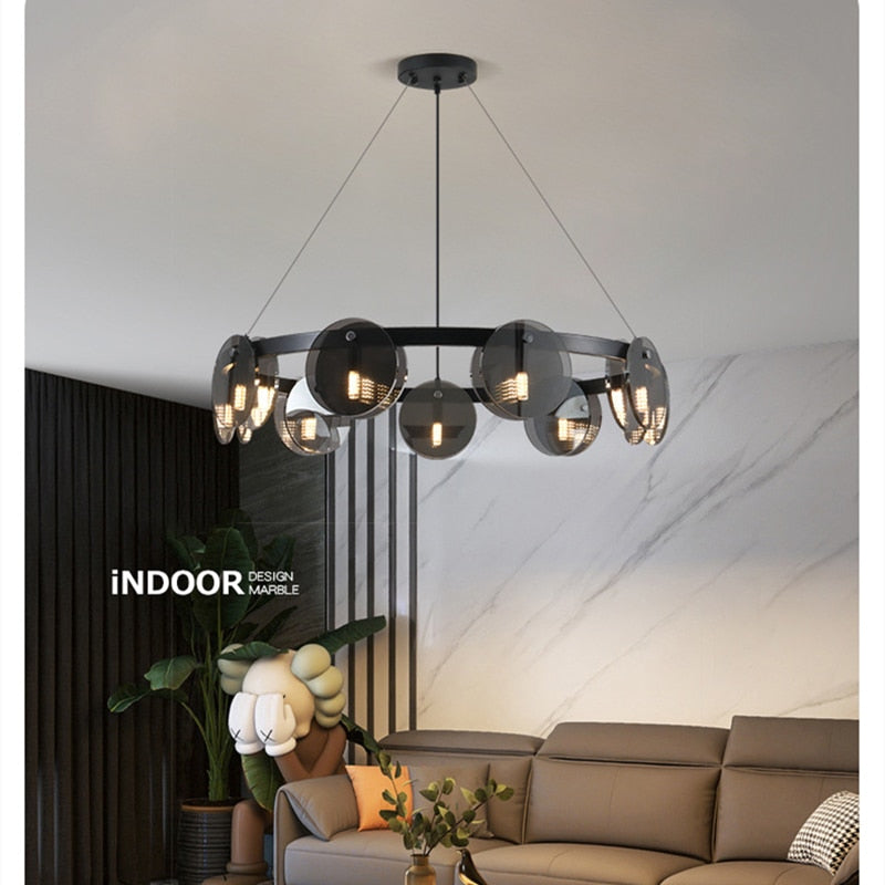 Modern Black Glass Pendant Light - Stylish Nordic Lighting For Living Room Dining Table And Kitchen