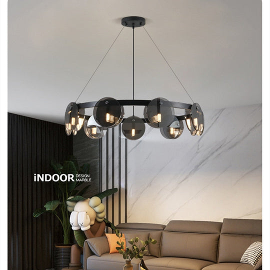 Modern Black Glass Pendant Light - Stylish Nordic Lighting For Living Room Dining Table And Kitchen