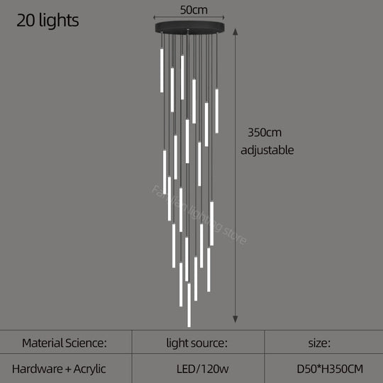 Stair Chandelier Strip Lamp Duplex Building Modern Minimalist Kitchen Light Luxury Villa Restaurant