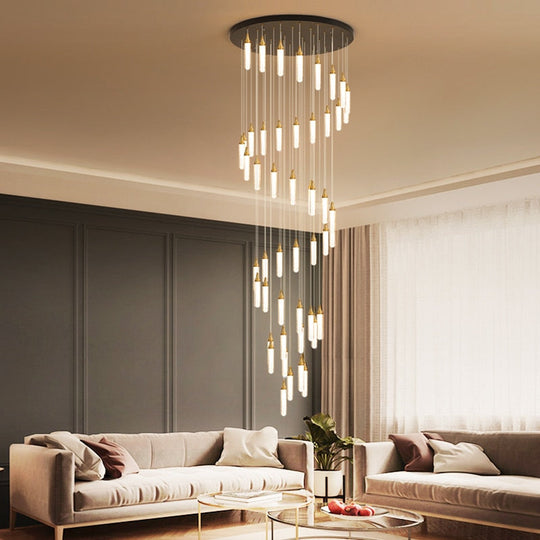 Duplex Stair Long Chandeliers High - Rise Apartment Rotating Jump - Storey Loft Ceiling Decoration