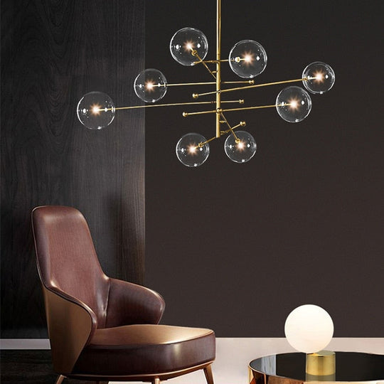 Modern Bronze Glass Pendant Light Bubbles Chandelier Study Living Room Restaurant Hanging Lamp Decor