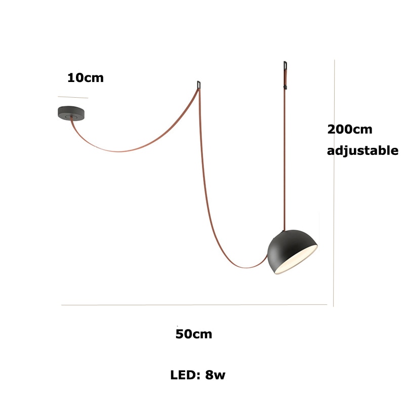 Trendy Diy Long Belt Black Orange Pendant Light Chandelier Luminaire Suspension Lamp For Living Room