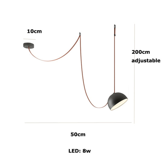 Trendy Diy Long Belt Black Orange Pendant Light Chandelier Luminaire Suspension Lamp For Living Room