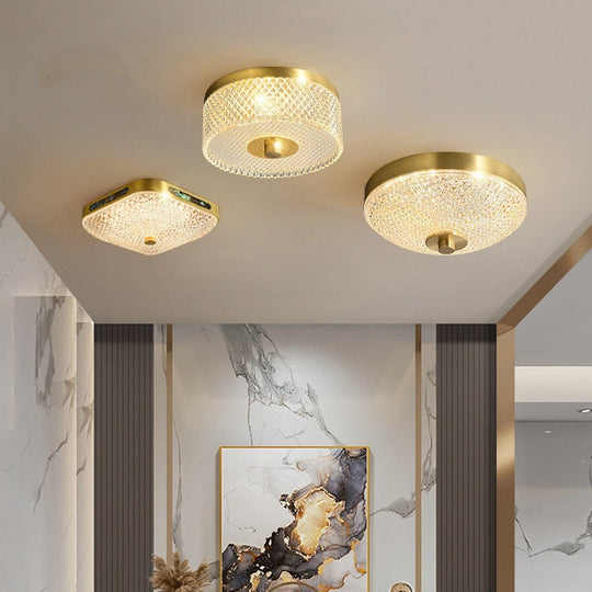 Modern Minimalist Led Ceiling Lights - Copper Glass Illumination For Bedrooms Dining Halls