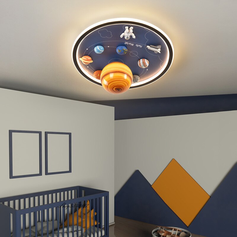 Astronaut Space Planet Ceiling Lights Dreamy Kids Children Bedroom Led Lamp Decor Diorama 3D Galaxy