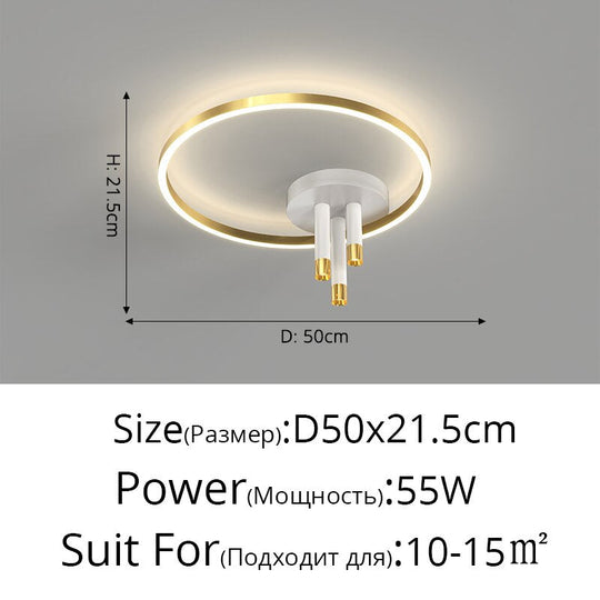 Nordic Round Ring Led Ceiling Chandelier Simple Living Room Bedroom Home Indoor Lighting Decor Iron