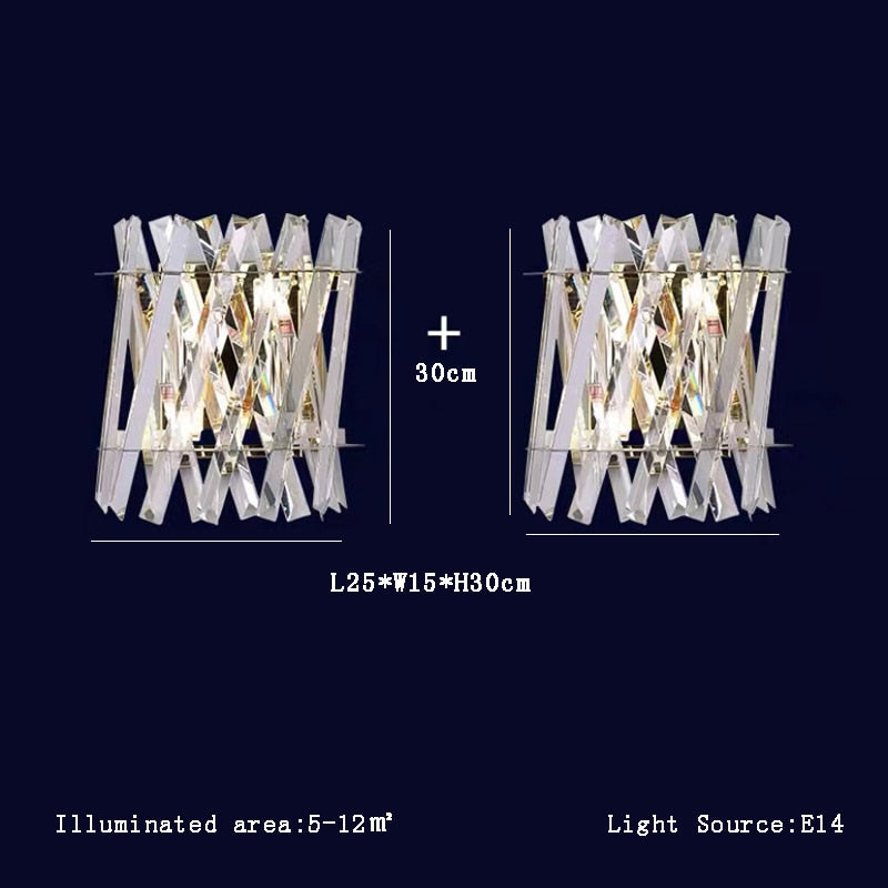 Cosmos - Postmodern Luxury Crystal Chandelier For Foyer Home Wall Lamp / Silver Frame Warm Light