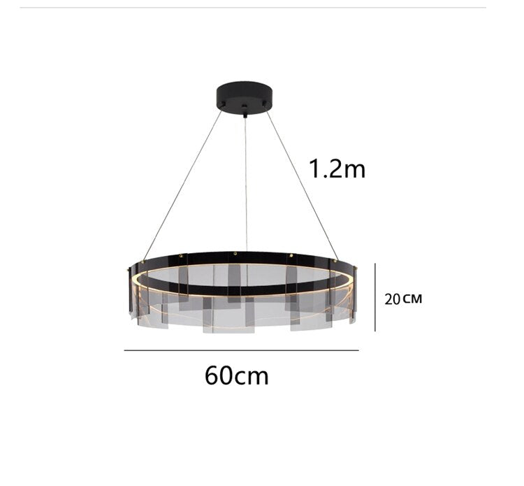 Led Chandelier Modern Glass Light Luxury Minimalist Design For Dining Room Hall Bedroom Rings