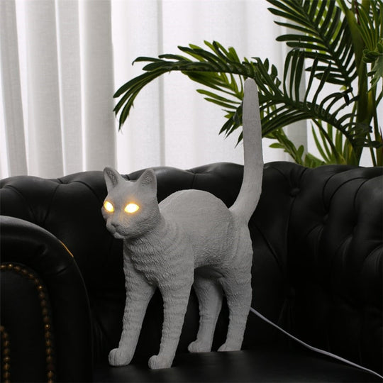 Nordic Resin Cat Table Lamps - Bedside Desk Lamp With Led Light Fixtures For Bedroom Artistic Home