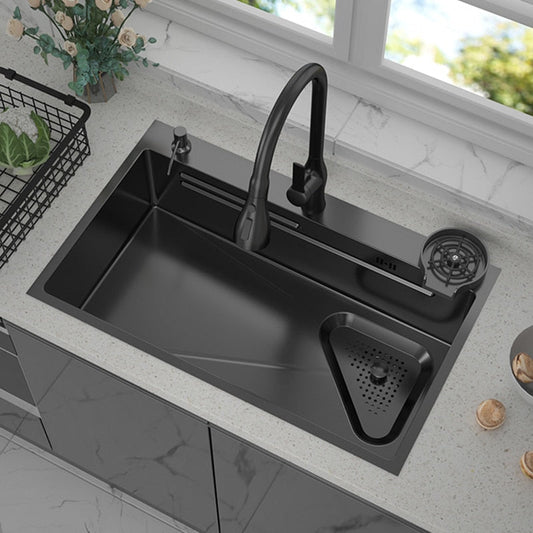304 Stainless Steel Kitchen Sink Home Wash Basin Under The Counter Large Single - Slot With Faucet