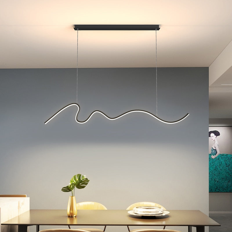 Dining Room Lamp Chandelier Light Luxury Lamps Modern Minimalist Dining Table Bar Nordic Strip