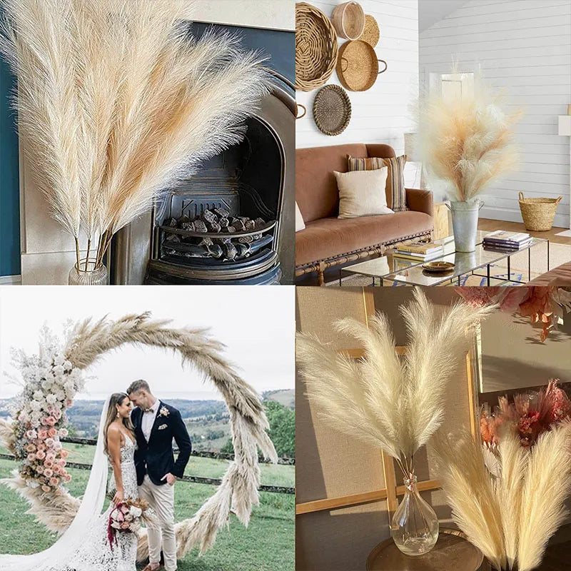 39Inch 3 Piece Fluffy Artificial Pampas Grass Flower For Decor Boho Bouquet Wedding Home Christmas