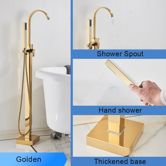 Bathroom Bathtub Faucet Black Flooring Standing Single Handle Cold And Hot Water Mixer Tap Crane