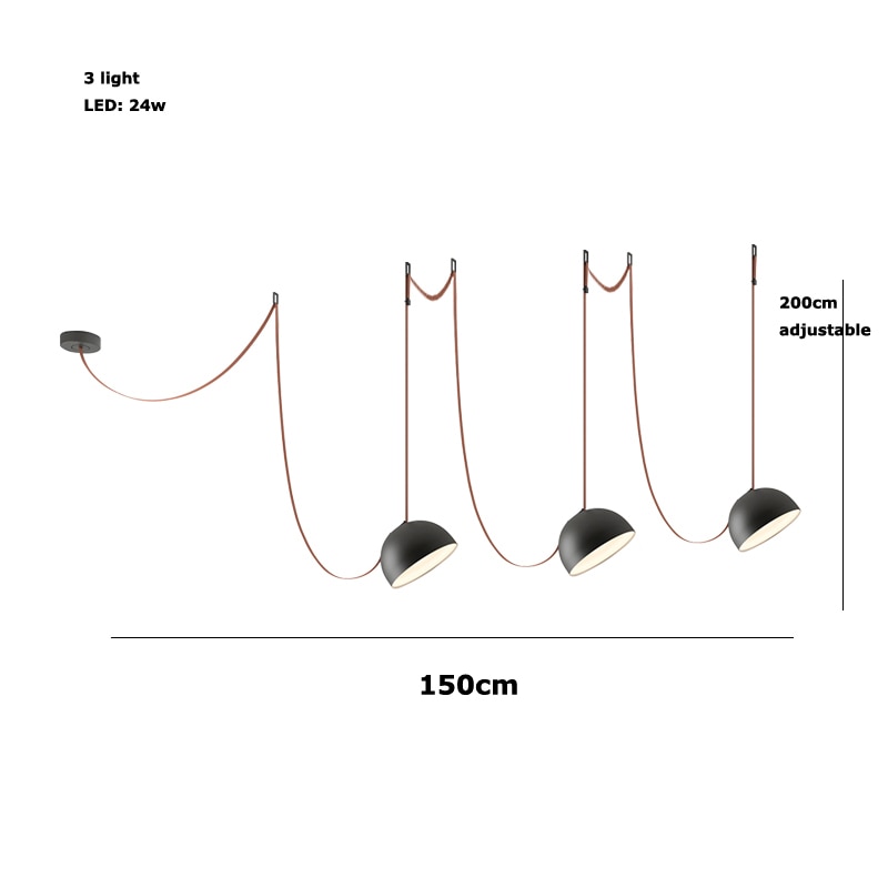 Trendy Diy Long Belt Black Orange Pendant Light Chandelier Luminaire Suspension Lamp For Living Room