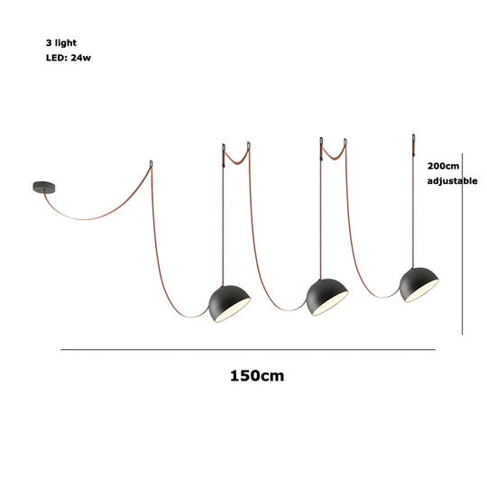 Trendy Diy Long Belt Black Orange Pendant Light Chandelier Luminaire Suspension Lamp For Living Room