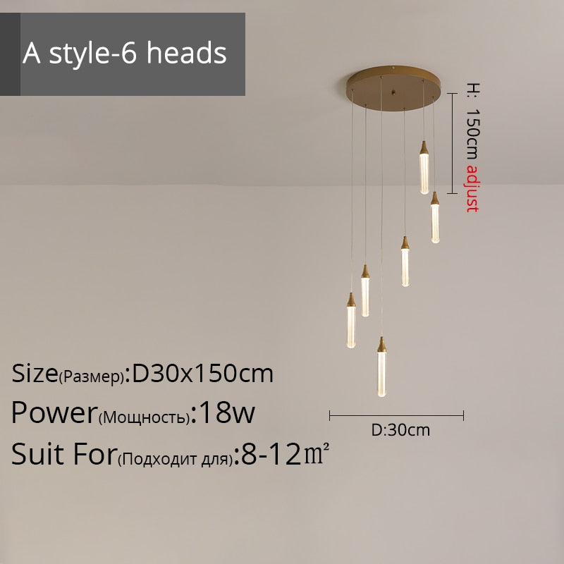 Duplex Stair Long Chandeliers High - Rise Apartment Rotating Jump - Storey Loft Ceiling Decoration