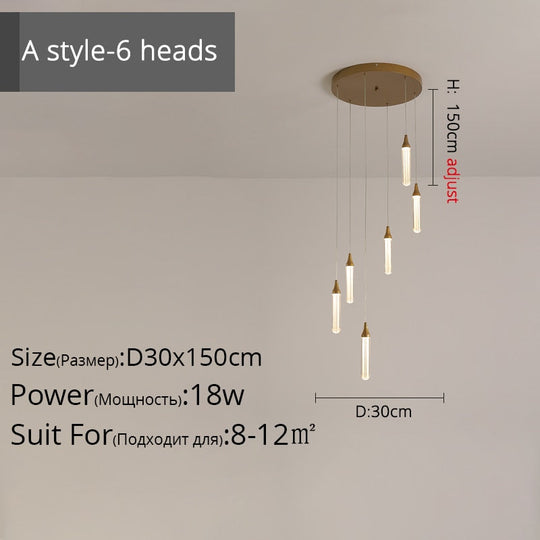 Duplex Stair Long Chandeliers High - Rise Apartment Rotating Jump - Storey Loft Ceiling Decoration