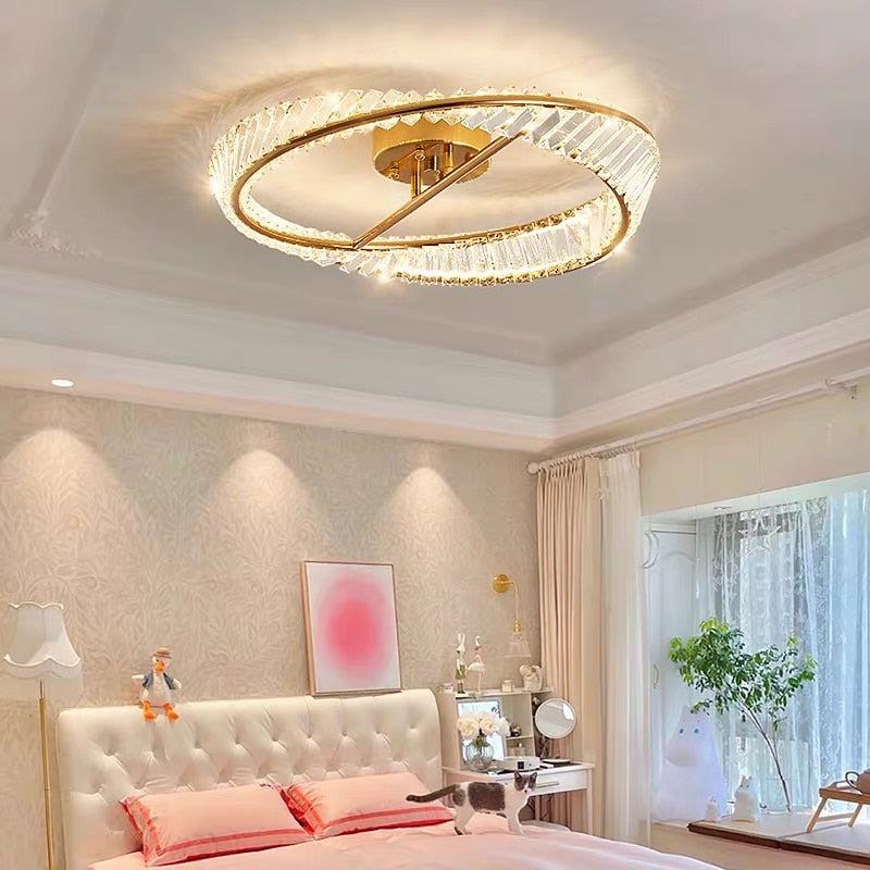 Modern Led Irregular Rings Ceiling Lamps Crystal Bedroom Chandelier Lamp Living Room Lights Luster