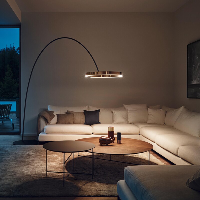Led Floor Lamp Ring Shape Modern Creative Living Room Fishing Bedroom Bedside Lobby Vertical Lamps