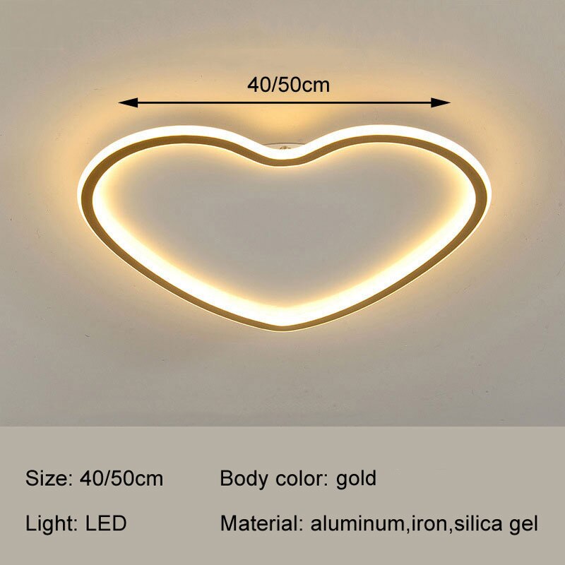 Princess Heart Led Modern Ceiling Lamps Dimmable Children Room Living Bedroom Lighting Wedding