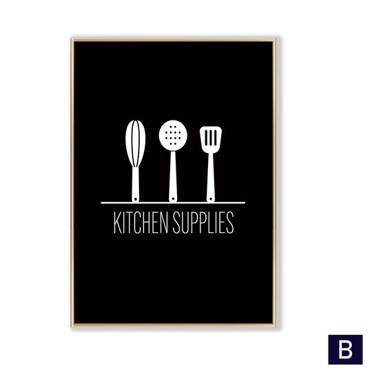 Black White Canvas Painting Nordic Kitchen Quotes Wall Posters Art Prints Pictures For Dining Room