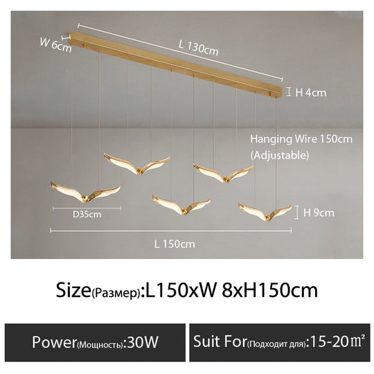 Seagull Led Chandelier Designer Creative Bar Simple Modern Personality Art Dining Table Lamp