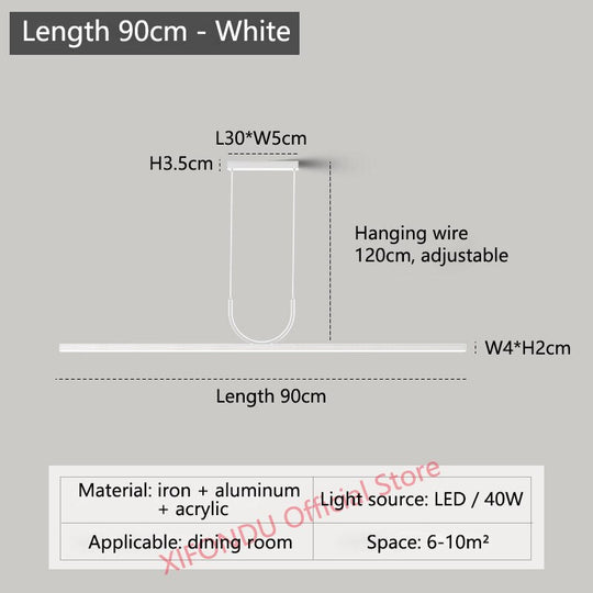 Modern Simple Led Chandelier Black/White Dining Room Kitchen Island Long Pendant Lamp Restaurant