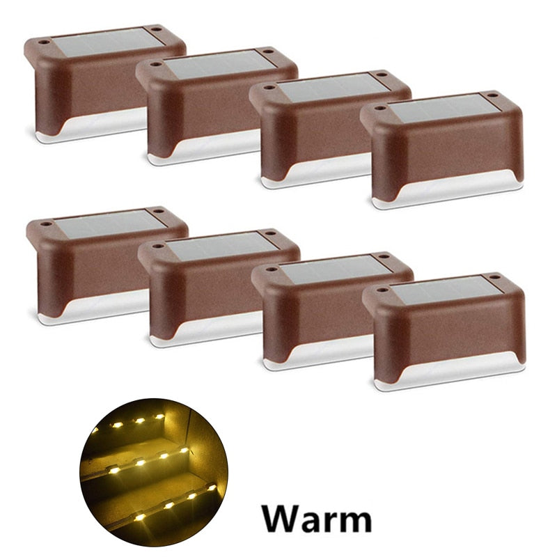 Stair Led Solar Lamp Ip65 Waterproof Outdoor Garden Light Pathway Yard Patio Steps Fence Lamps