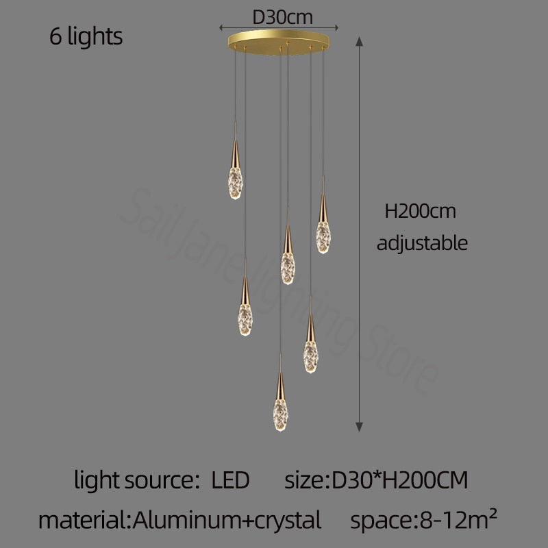 Diamond Crystal Chandelier Gold Interior Designer Living Room Lamp Villa Restaurant Attic Modern