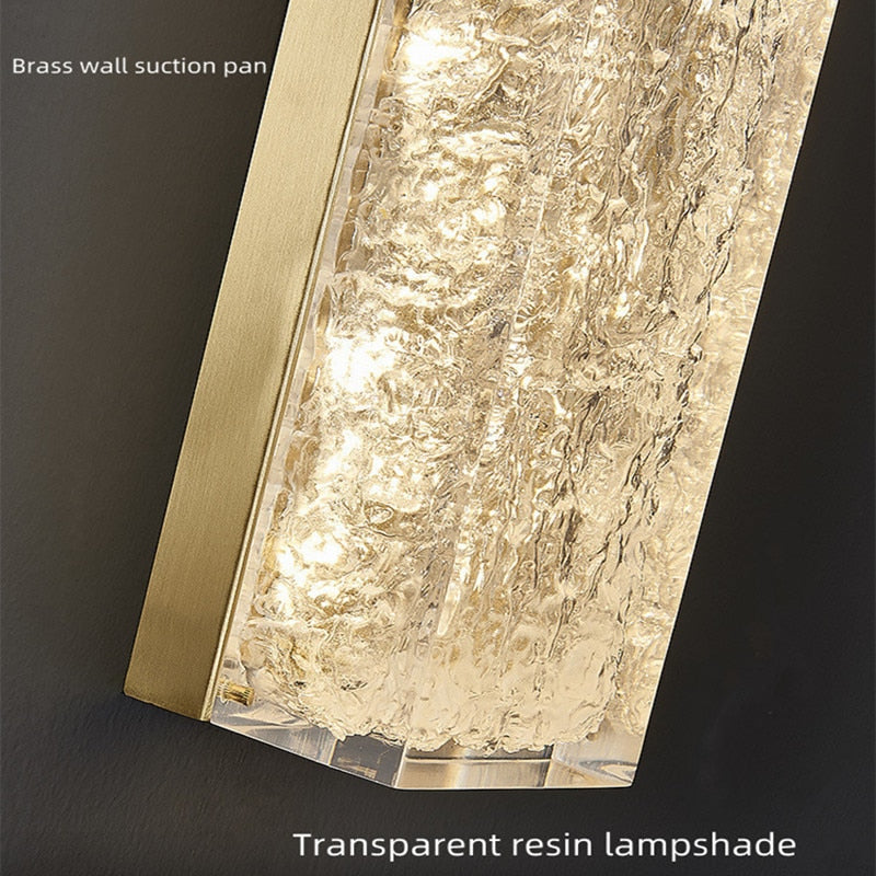 Bedside Copper Crystal Led Wall Lamp For Living Room Background Corridor Light Postmodern Resin Wall