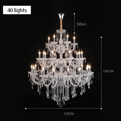 Villa Duplex Living Room Crystal Chandeliers Luxurious Atmosphere European Style High Stair Light