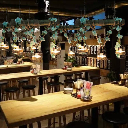Plants Green Hemp Rope Pendant Light Music Restaurant Barbecue Shop Industry Homestay Farm