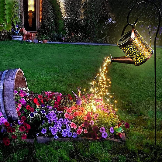 Solar Led String Light Enchanted Watering Can Waterproof Garden Decor Metal Retro Lamp Outdoor