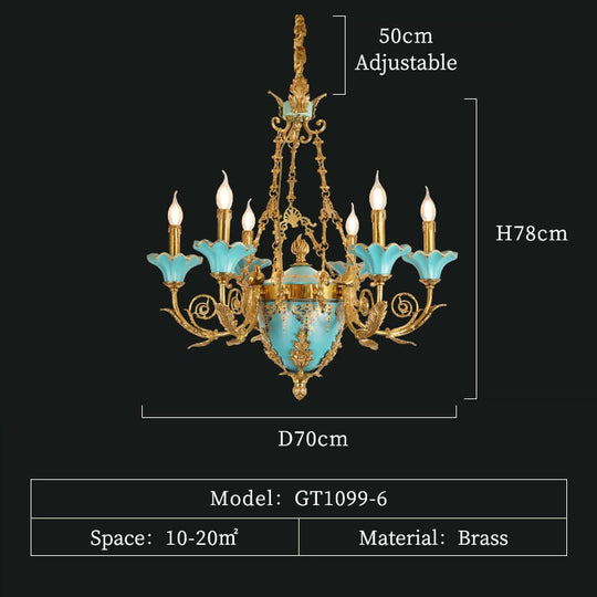 Versailles - French Classical Ceramic Chandeliers Exquisite Handmade Copper Candle Luxury Lamps In