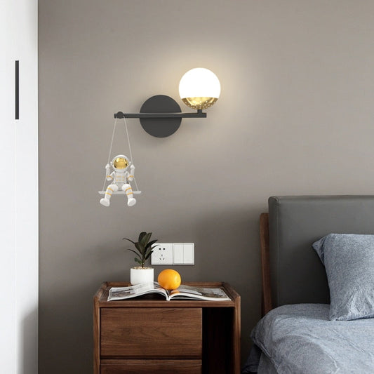 Astronaut Swing Glass Ball Modern Children Wall Lamp Bedroom Bedside Living Room Kitchen Bathroom