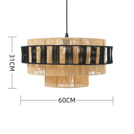 Retro Japanese Loft Wood Chandeliers Homestay Aisle Cafe Bar Hemp Rope Rattan Art Restaurant