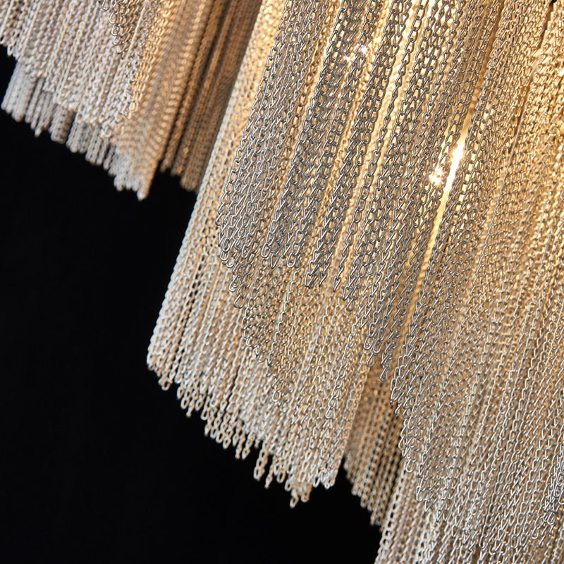 Liana - Modern Chandelier For Living Room Tassel Aluminum Chain Round Silver Lights Bedroom Hanging