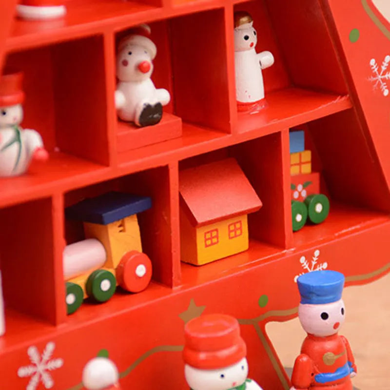 Christmas Decorations Wooden Tree Creative Scene Layout Ornaments Three - Dimensional Red Xmas