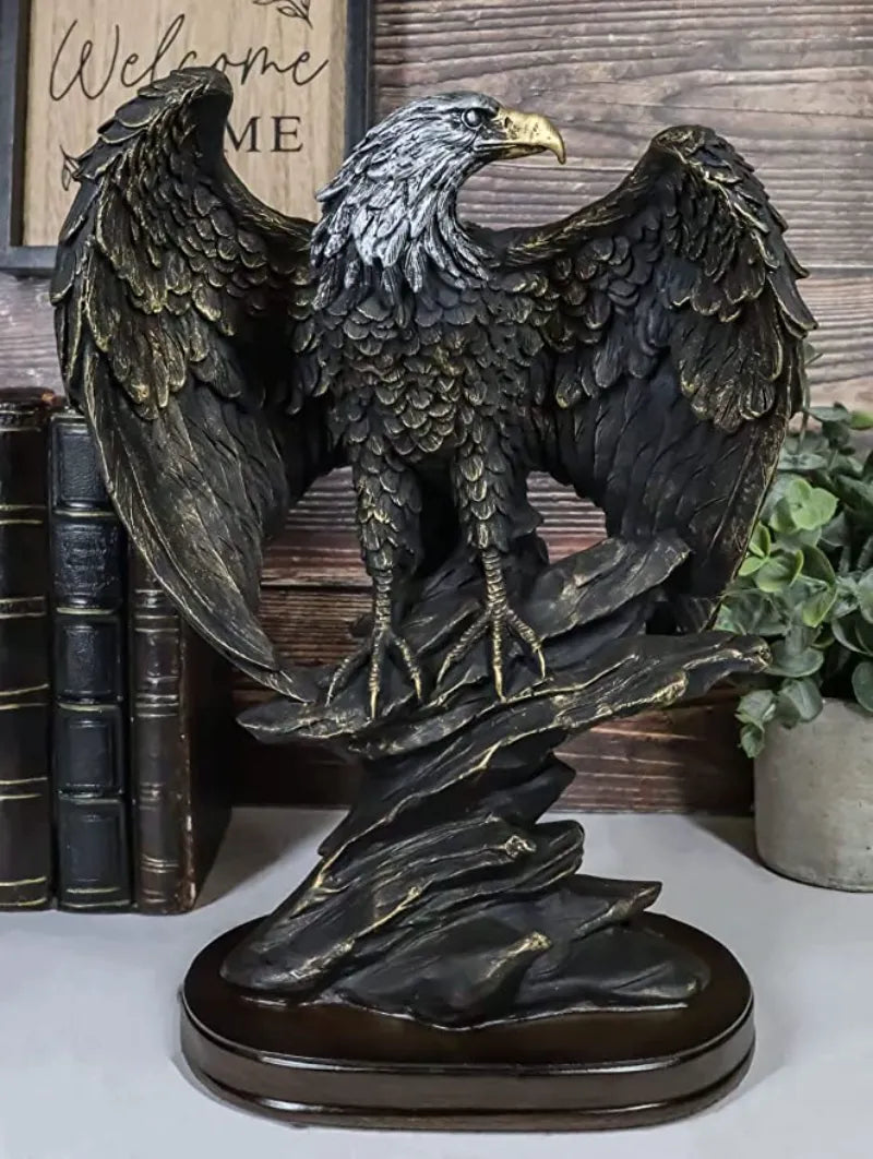 Bronze Resin Eagle Collectible Decorative Statue Home Decor Office Art Ornament Birthday Holiday