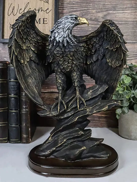 Bronze Resin Eagle Collectible Decorative Statue Home Decor Office Art Ornament Birthday Holiday