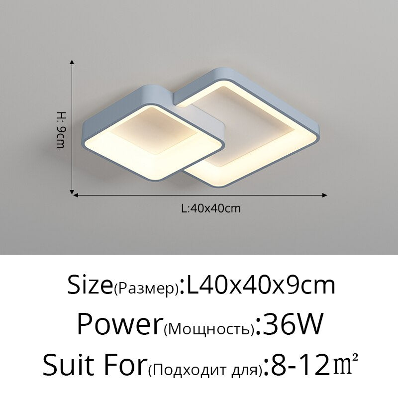 Minimalist Square Living Room Chandeliers Simple Modern Home Lamp Atmosphere Bedroom Ledlamp