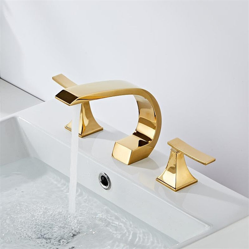 Bathroom Faucet Rose Gold Widespread Basin Black Tap Luxury Mixer Hot And Cold Shower Room Sink