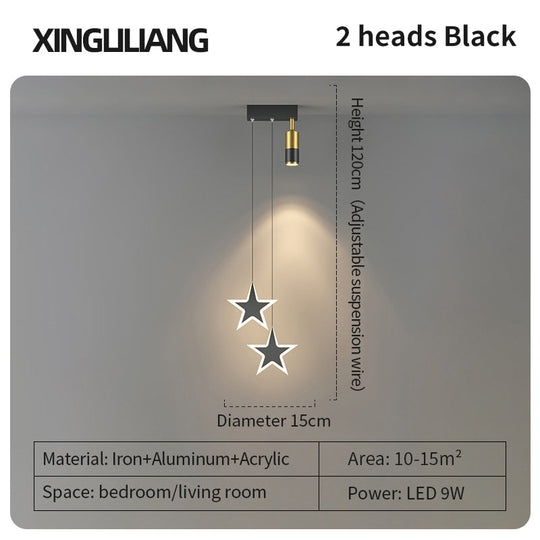 Bedside Chandelier Background Wall Home Decoration Bedroom Golden Pendant Light With Spotlight 2C