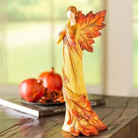 Autumn Maple Leaf Angel Wing Figurines Statue Desktop Ornaments Creative Resin Sculpture For Garden