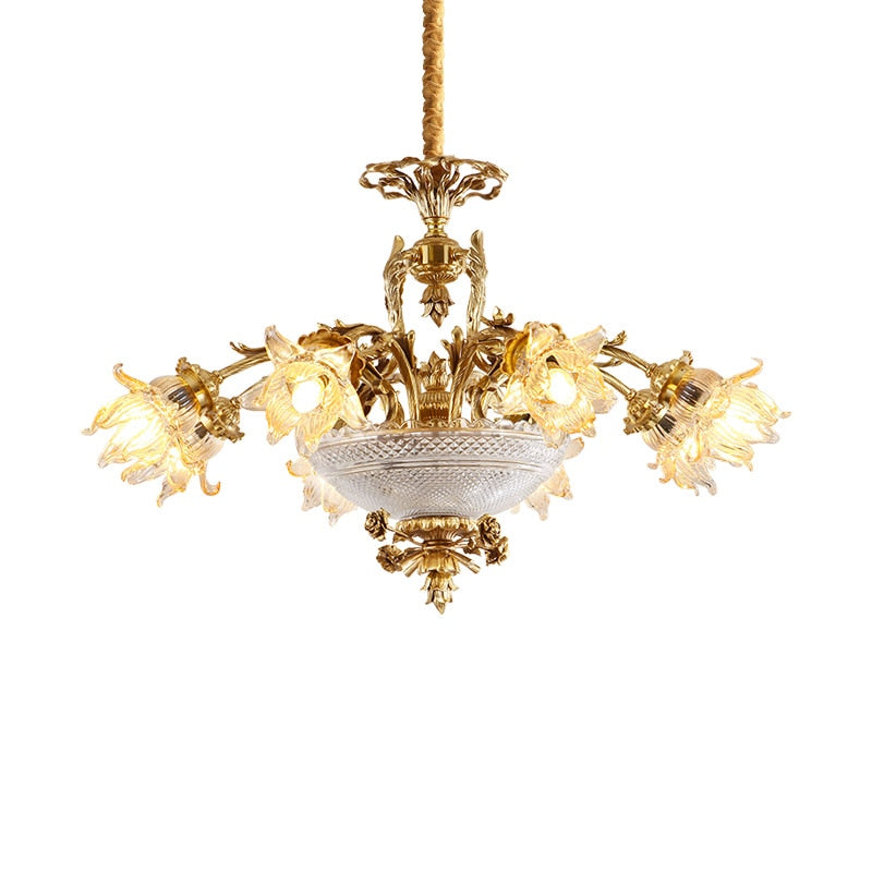 European New Design Led Glass Lampshade Light Brass Pendant Home Living Dining Room Chandelier
