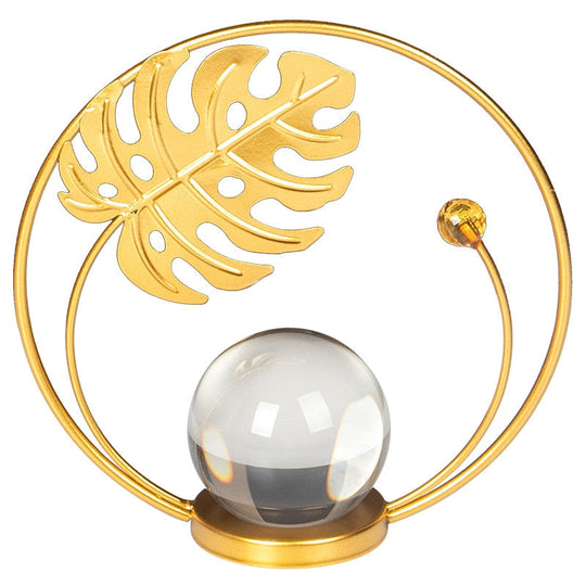 Elegant Ginkgo Leaf And Crystal Ball Iron Decor: Premium Quality Home Accent Homedecor