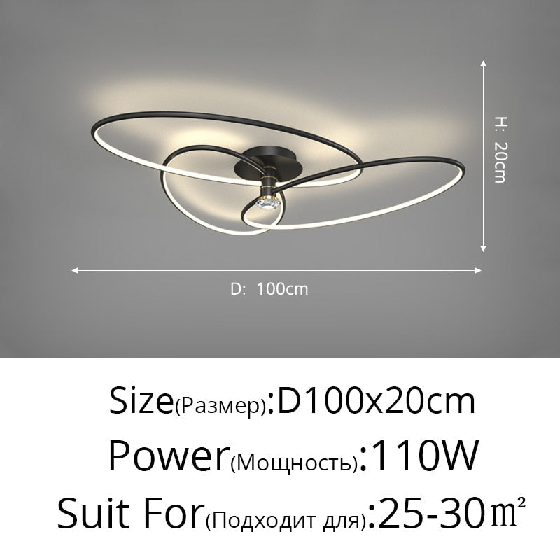 Postmodern Nordic Creative Rotatable Living Room Ceiling Light B Black D100X20Cm / 3 Colors No